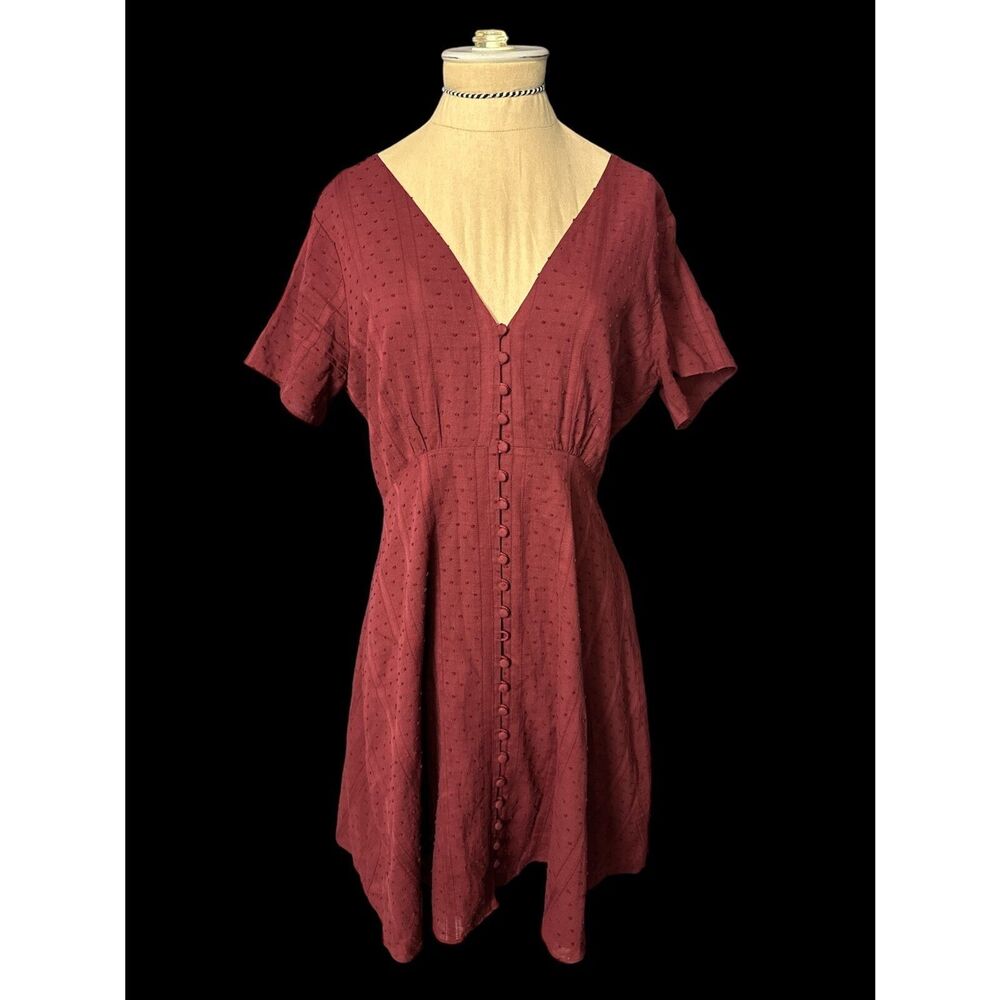 Madewell Burgundy Swiss Dot Peasant Dress Boho Size 4